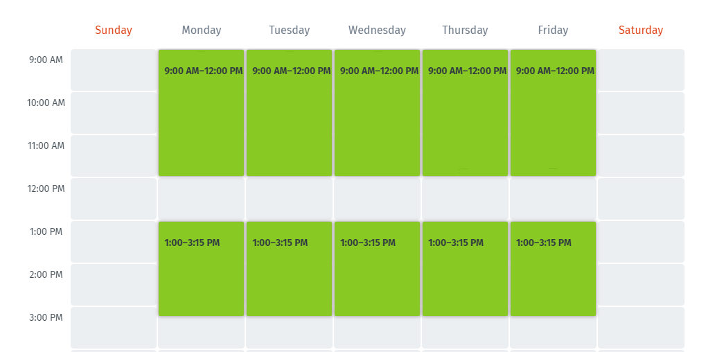 Los horarios pueden variar según su grado, consulte con su tutor correspondiente